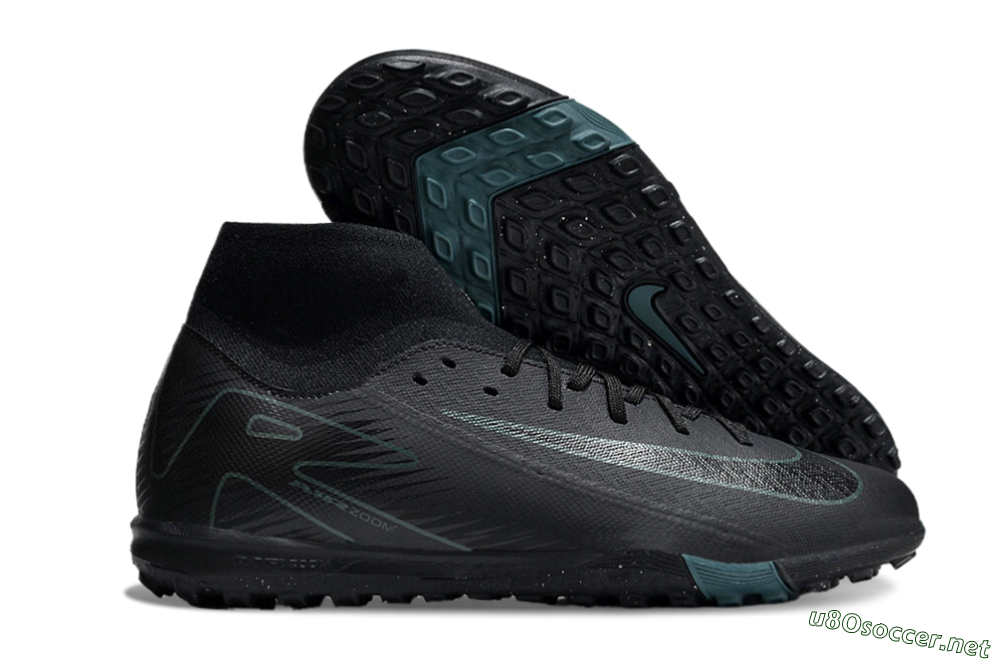 Unisex Nike Air Zoom Mercurial Superfly 10 Elite TF Football Shoes - Black/Green/Silver 2