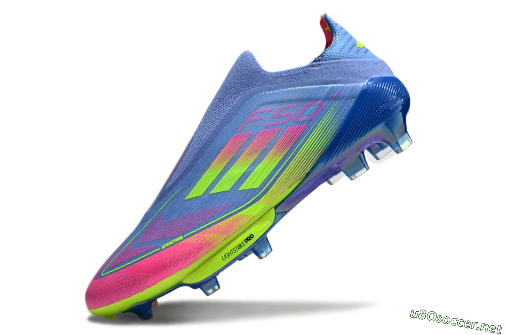 Men's Adidas F50+ Elite Lightstrike Pro Laceless FG Football Boots - Blue/Pink/Yellow 5