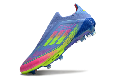 Men's Adidas F50+ Elite Lightstrike Pro Laceless FG Football Boots - Blue/Pink/Yellow