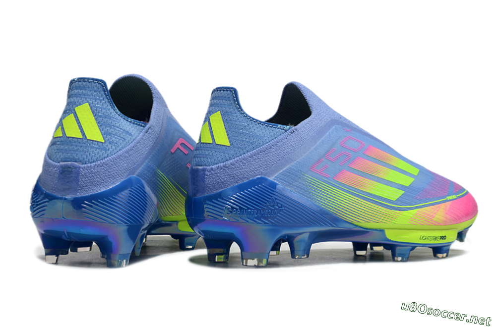 Men's Adidas F50+ Elite Lightstrike Pro Laceless FG Football Boots - Blue/Pink/Yellow 6