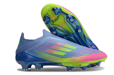 Men's Adidas F50+ Elite Lightstrike Pro Laceless FG Football Boots - Blue/Pink/Yellow