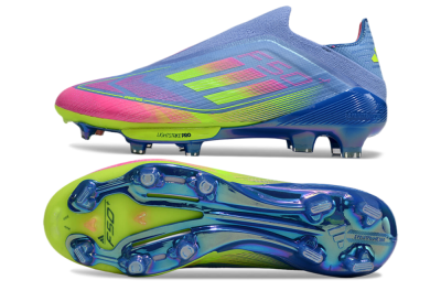 Men's Adidas F50+ Elite Lightstrike Pro Laceless FG Football Boots - Blue/Pink/Yellow