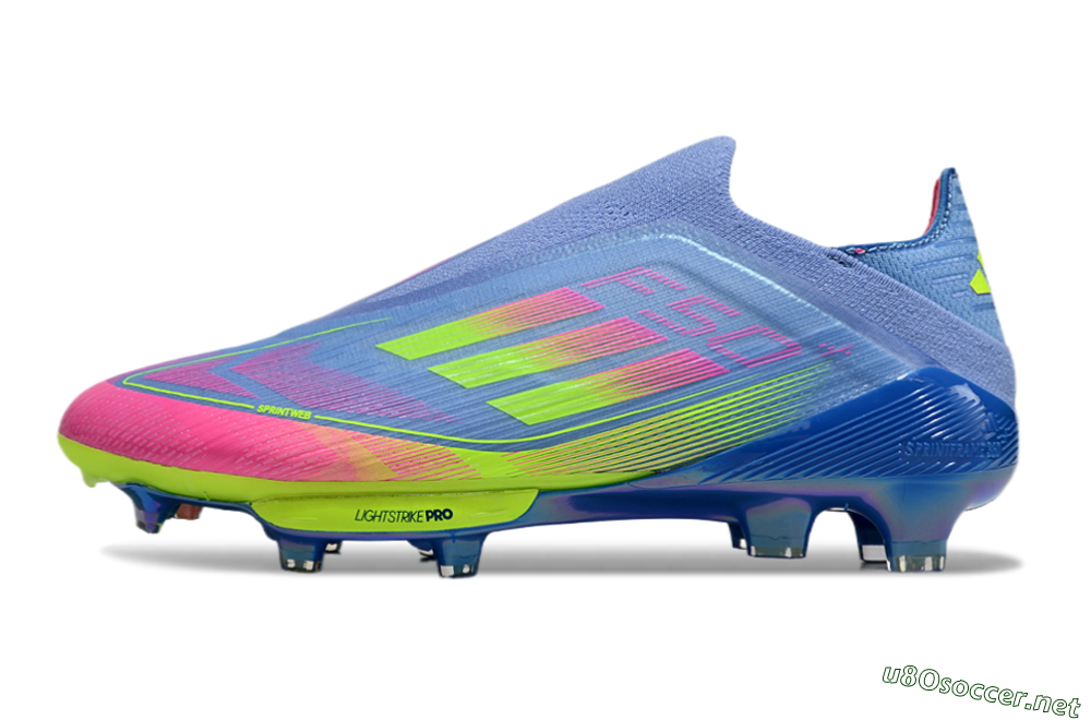 Men's Adidas F50+ Elite Lightstrike Pro Laceless FG Football Boots - Blue/Pink/Yellow 0