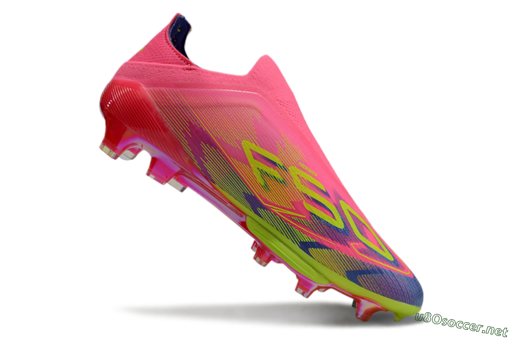 Men's Adidas F50+ Elite Lightstrike Pro Laceless FG Football Boots - Pink/Blue/Yellow 4