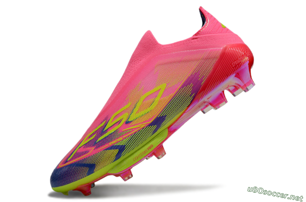 Men's Adidas F50+ Elite Lightstrike Pro Laceless FG Football Boots - Pink/Blue/Yellow 5