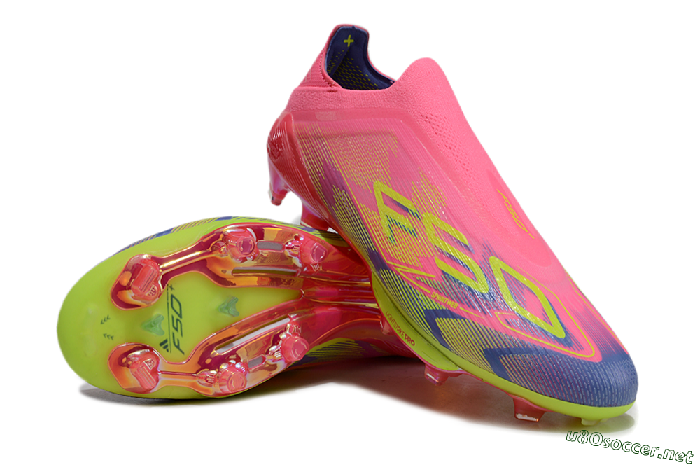 Men's Adidas F50+ Elite Lightstrike Pro Laceless FG Football Boots - Pink/Blue/Yellow 3