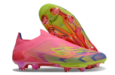 Men's Adidas F50+ Elite Lightstrike Pro Laceless FG Football Boots - Pink/Blue/Yellow