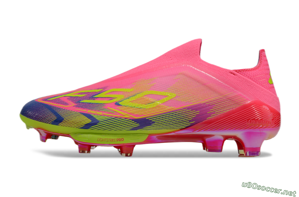 Men's Adidas F50+ Elite Lightstrike Pro Laceless FG Football Boots - Pink/Blue/Yellow 0