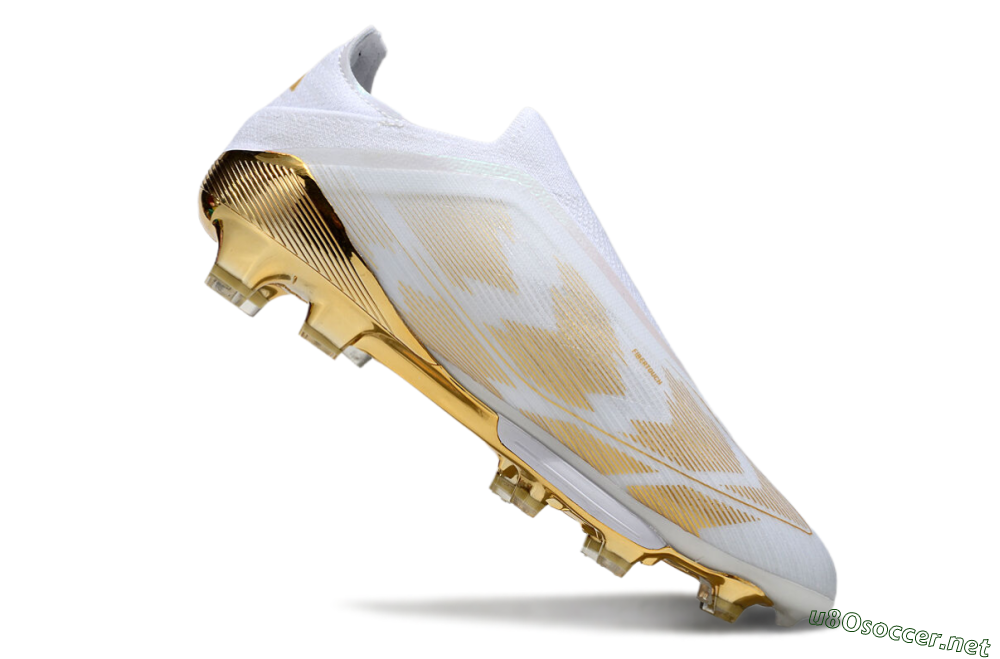 Men's Adidas F50+ Elite Lightstrike Pro Laceless FG Football Boots - White/Gold 4