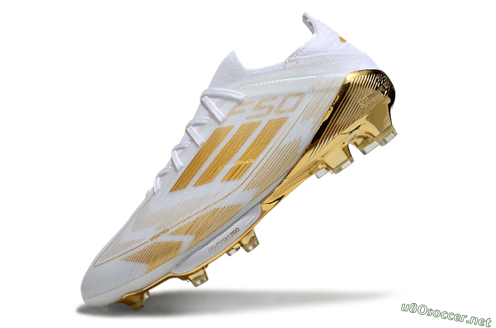 Men's Adidas F50+ Elite Lightstrike Pro FG Football Boots - White/Gold 5