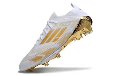 Men's Adidas F50+ Elite Lightstrike Pro FG Football Boots - White/Gold