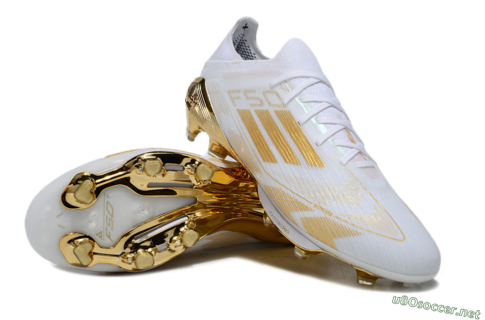 Men's Adidas F50+ Elite Lightstrike Pro FG Football Boots - White/Gold 3