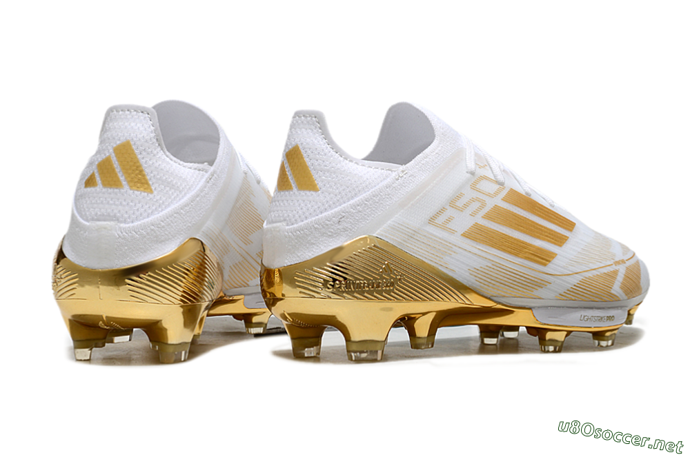 Men's Adidas F50+ Elite Lightstrike Pro FG Football Boots - White/Gold 6