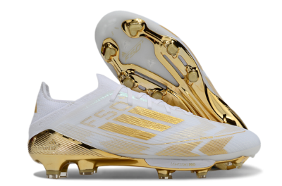 Men's Adidas F50+ Elite Lightstrike Pro FG Football Boots - White/Gold