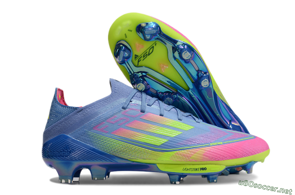 Men's Adidas F50+ Elite Lightstrike Pro FG Football Boots - Blue/Pink/Yellow 2