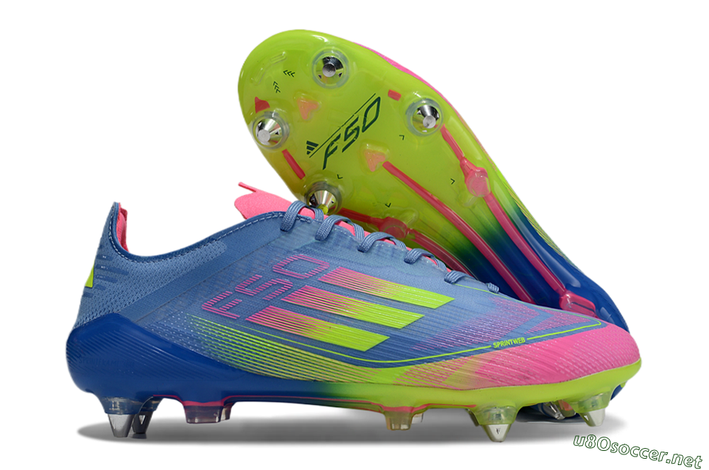 Men's Adidas F50 Elite SG Football Boots - Blue/Pink/Yellow 2