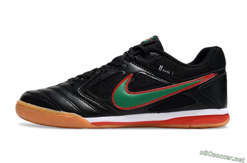 Unisex Supreme x Nike SB Gato IC Football Shoes - Black/Green/Red 0