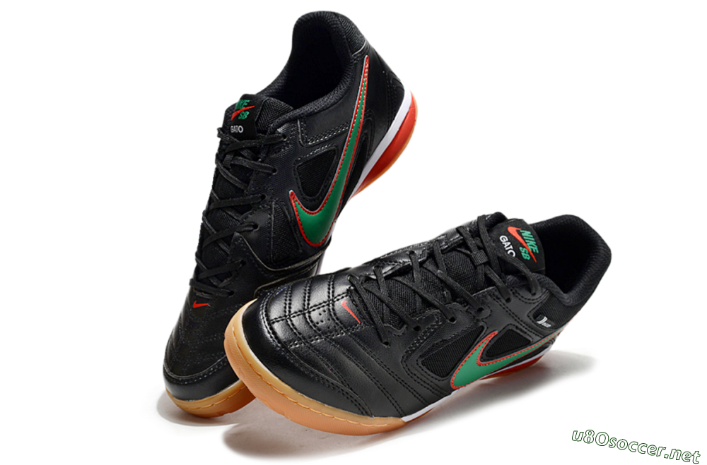 Unisex Supreme x Nike SB Gato IC Football Shoes - Black/Green/Red 3