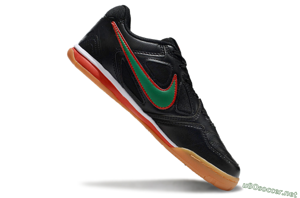 Unisex Supreme x Nike SB Gato IC Football Shoes - Black/Green/Red 4