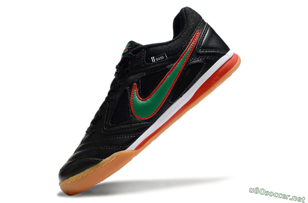 Unisex Supreme x Nike SB Gato IC Football Shoes - Black/Green/Red 5