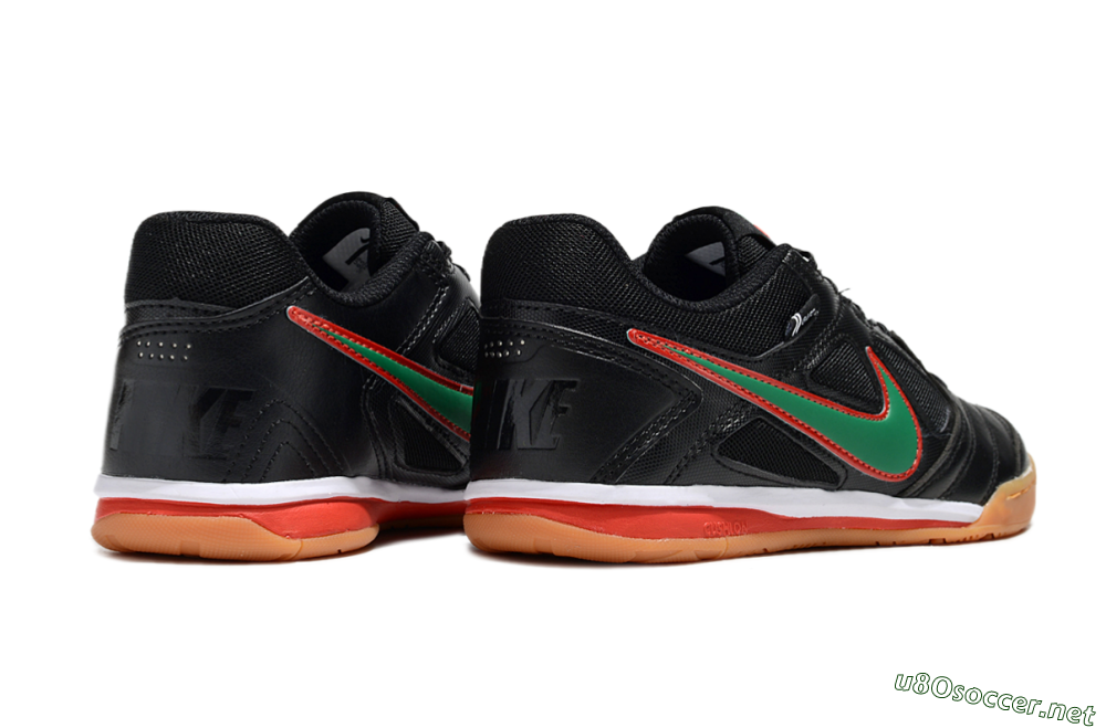 Unisex Supreme x Nike SB Gato IC Football Shoes - Black/Green/Red 6