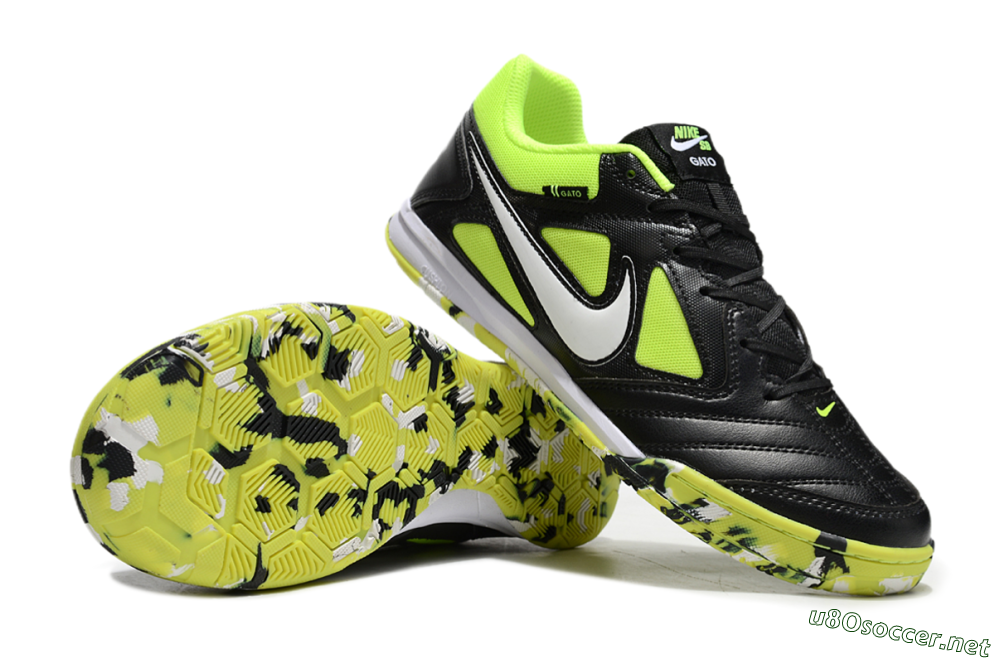 Unisex Supreme x Nike SB Gato IC Football Shoes - Black/Yellow/White 1