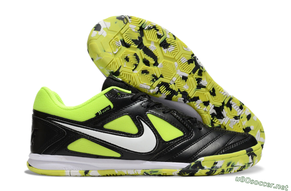 Unisex Supreme x Nike SB Gato IC Football Shoes - Black/Yellow/White 2