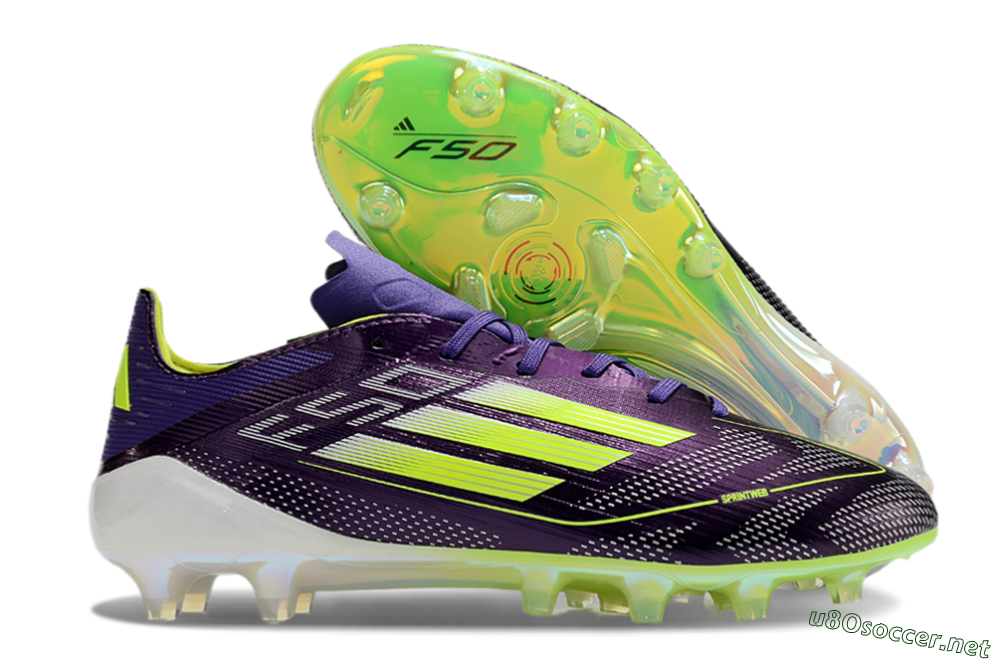 Men's Adidas F50 Elite AG Football Boots - Purple/Yellow/White 2