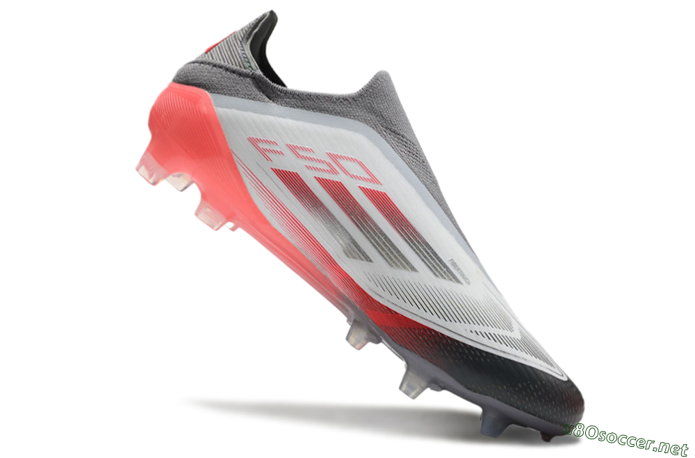 Men's Adidas F50 Elite Laceless FG Football Boots - White/Silver/Red 4