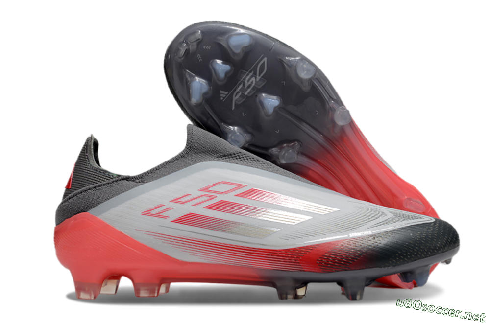 Men's Adidas F50 Elite Laceless FG Football Boots - White/Silver/Red 2