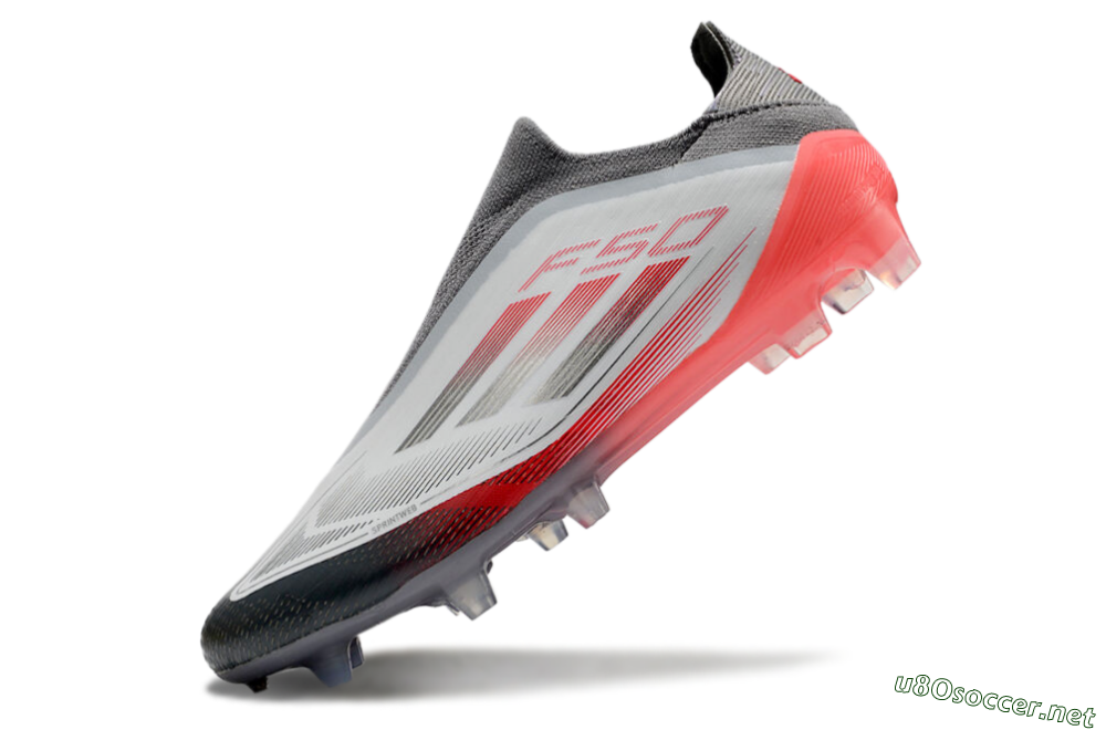 Men's Adidas F50 Elite Laceless FG Football Boots - White/Silver/Red 5