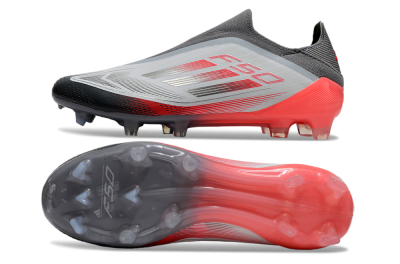 Men's Adidas F50 Elite Laceless FG Football Boots - White/Silver/Red
