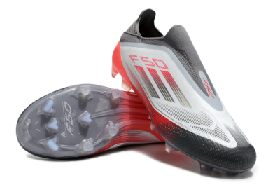Men's Adidas F50 Elite Laceless FG Football Boots - White/Silver/Red