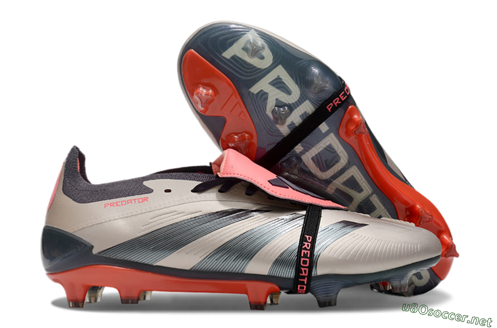 Unisex Adidas Predator Elite Foldover Tongue FG Football Boots - Brown/Red/Black 2