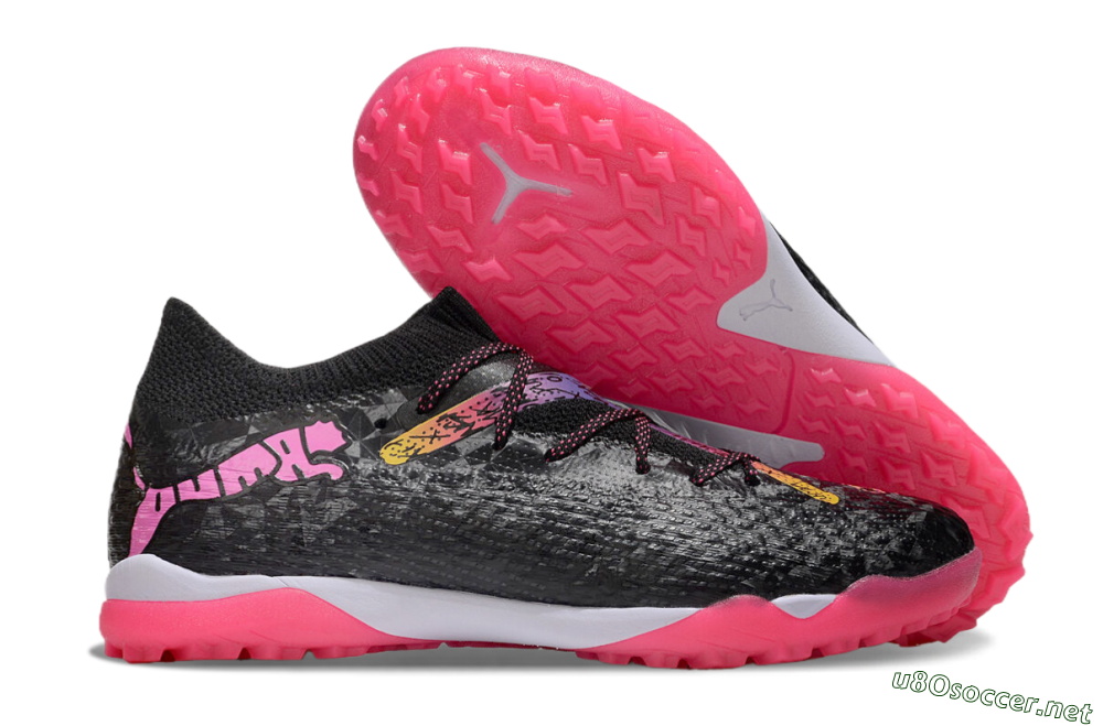 Men's Powercat Tokyo Match x Puma Future Ultimate TF Football Shoes - Black/Pink/Yellow 2
