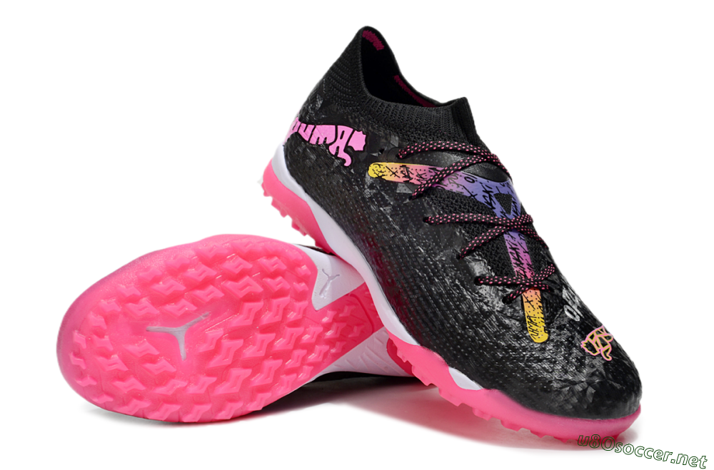 Men's Powercat Tokyo Match x Puma Future Ultimate TF Football Shoes - Black/Pink/Yellow 3