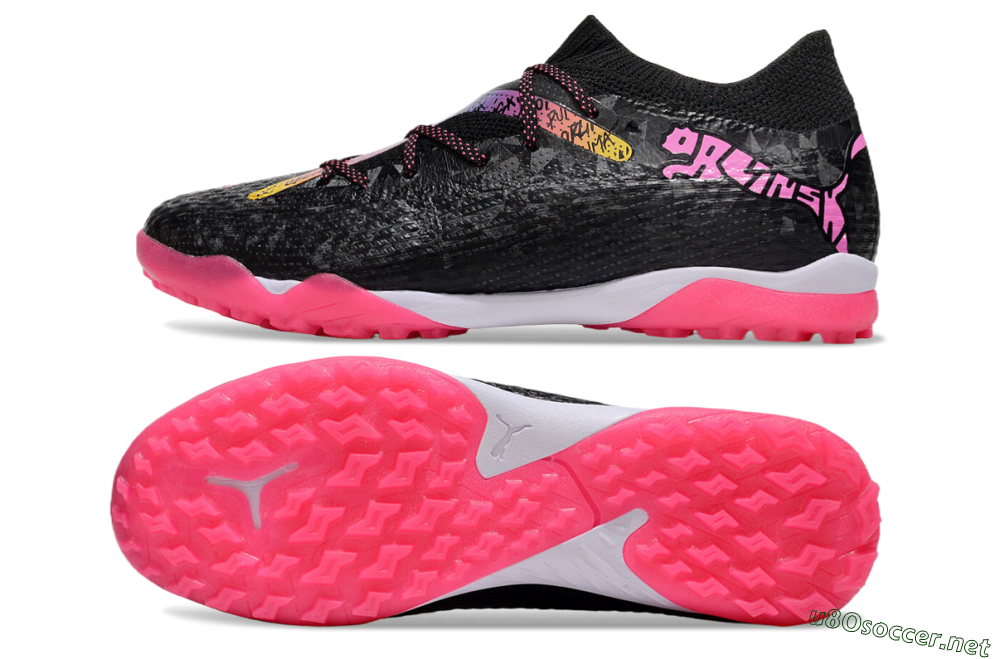 Men's Powercat Tokyo Match x Puma Future Ultimate TF Football Shoes - Black/Pink/Yellow 1