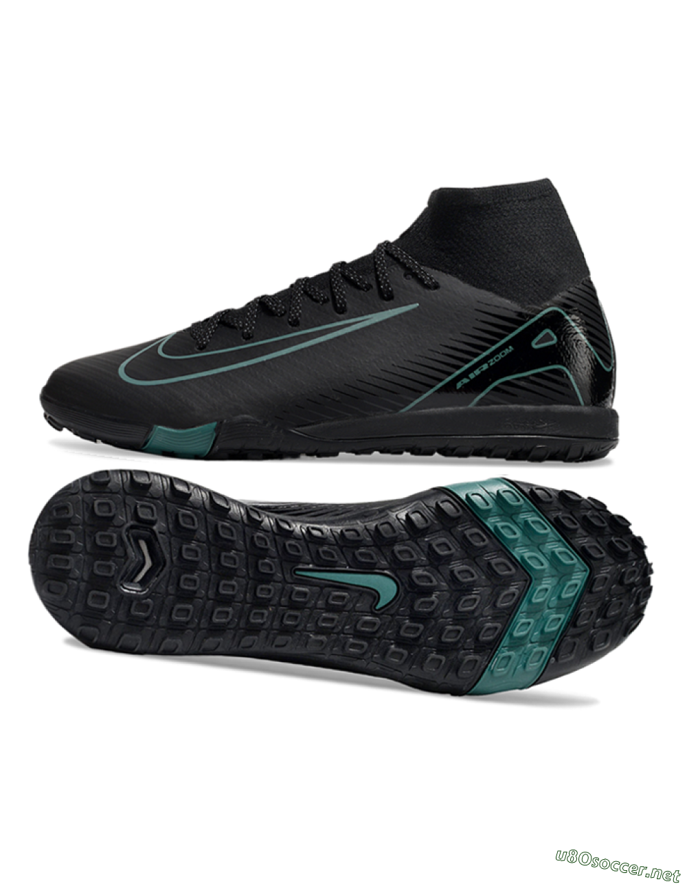 Unisex Nike Air Zoom Mercurial Superfly 10 Elite TF Football Shoes - Black/Green 1