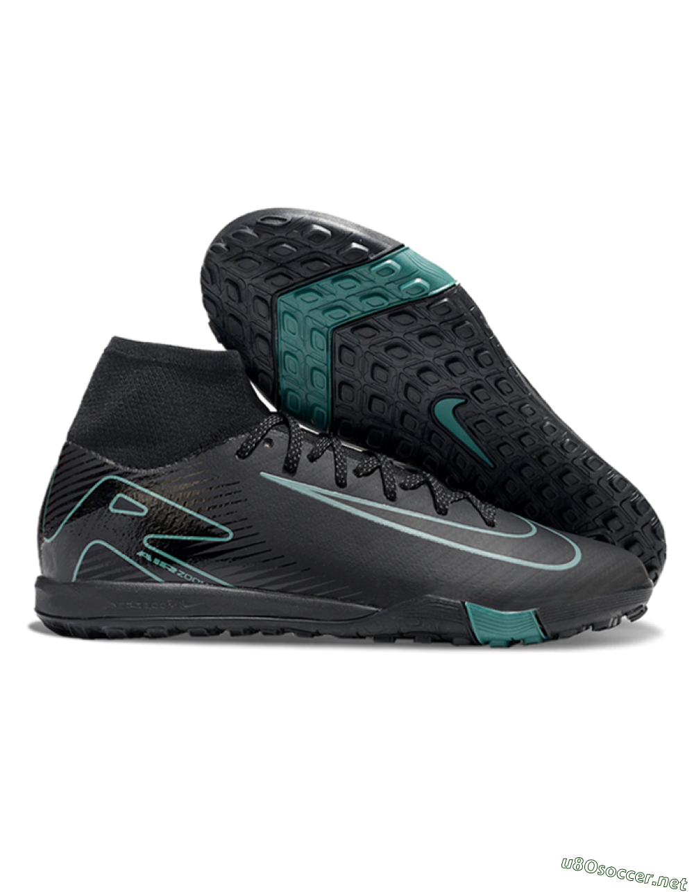 Unisex Nike Air Zoom Mercurial Superfly 10 Elite TF Football Shoes - Black/Green 2