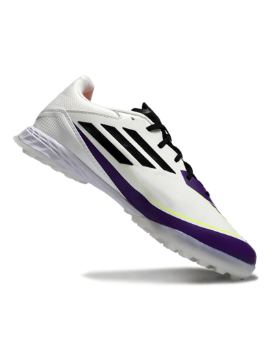 Unisex Messi x Adidas F50 Pro TF Football Shoes - White/Black/Purple