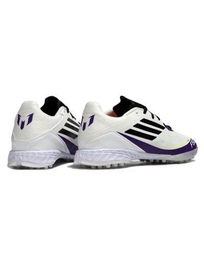 Unisex Messi x Adidas F50 Pro TF Football Shoes - White/Black/Purple