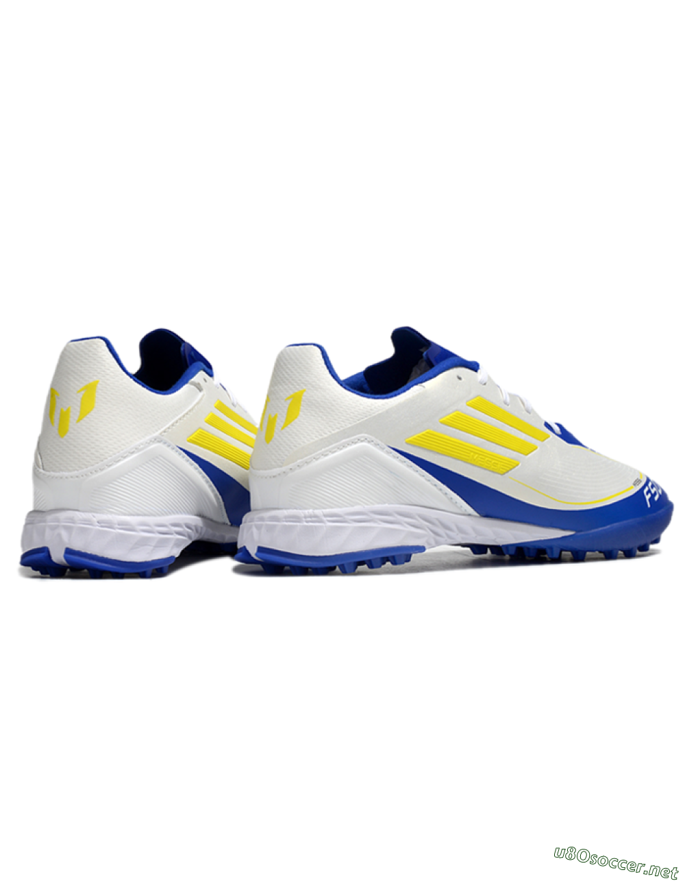 Unisex Messi x Adidas F50 Pro TF Football Shoes - White/Yellow/Blue 6