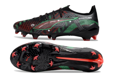 Men's Puma Ultra Ultimate FG Football Boots - Black/Red/Green