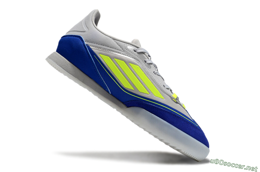 Men's Messi x Adidas F50 Elite IC Football Shoes - Grey//Yellow/Blue 4