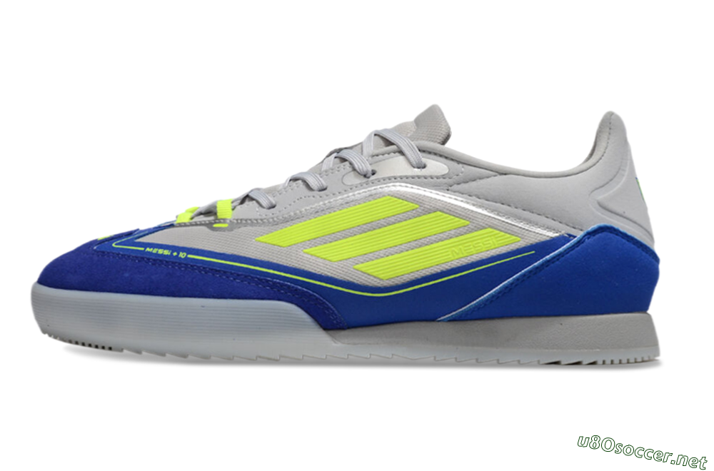 Men's Messi x Adidas F50 Elite IC Football Shoes - Grey//Yellow/Blue 0