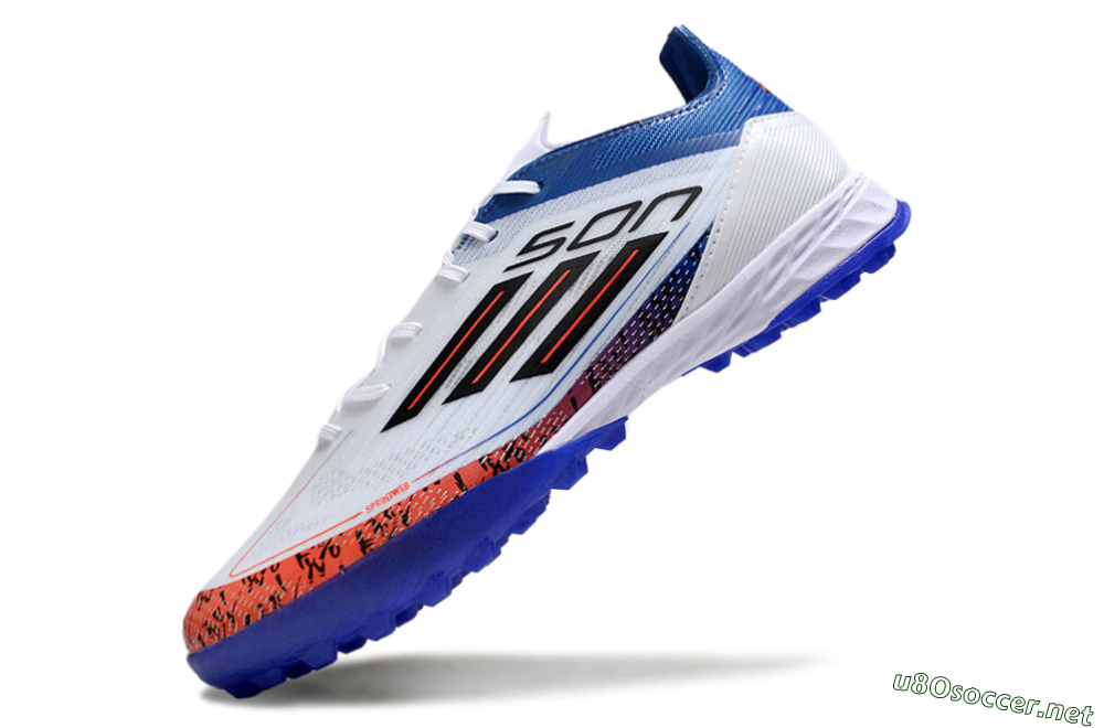Men's Adidas F50 Pro TF Football Shoes - White/Red/Blue 5