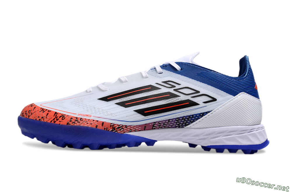 Men's Adidas F50 Pro TF Football Shoes - White/Red/Blue 0