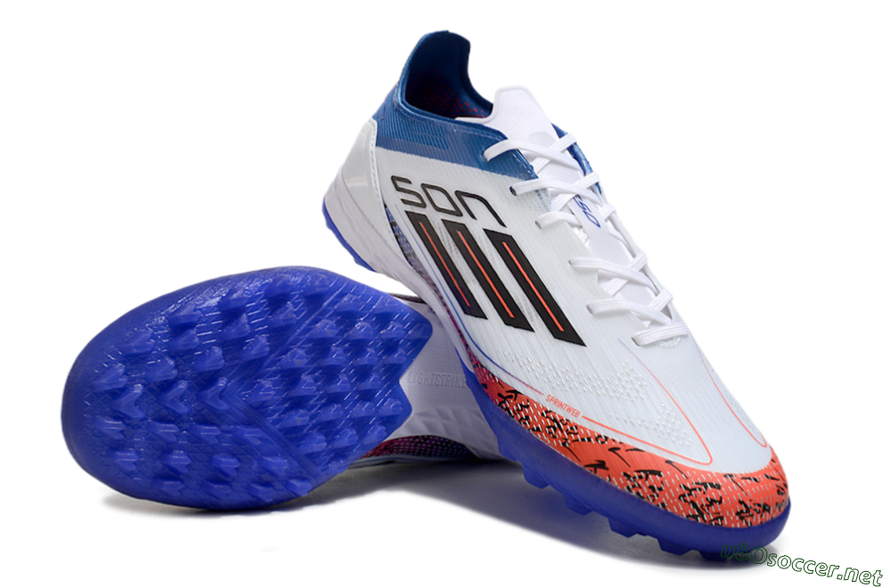 Men's Adidas F50 Pro TF Football Shoes - White/Red/Blue 3