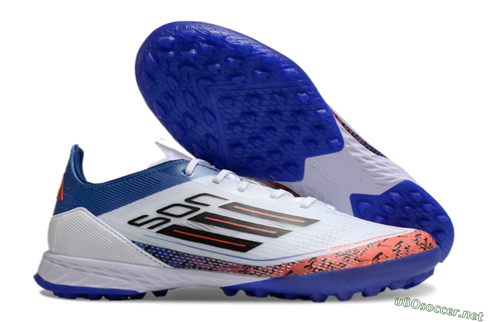 Men's Adidas F50 Pro TF Football Shoes - White/Red/Blue 2