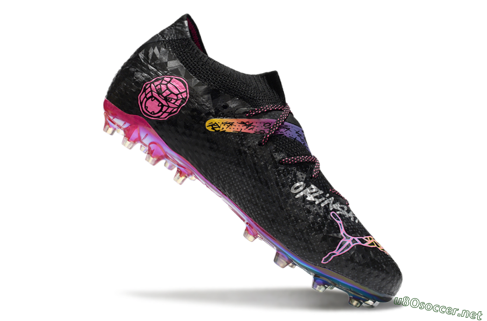 Men's Puma Future Ultimate MG Football Boots - Black/Pink/Yellow 4